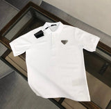 PRADA T-shirt Chest Triangle Mark logoPOLO Shirt Lapel Short Sleeve25ss New Unisex Style OS Loose T Summer Half Sleeve Business Shirt Plus Size T-Shirt