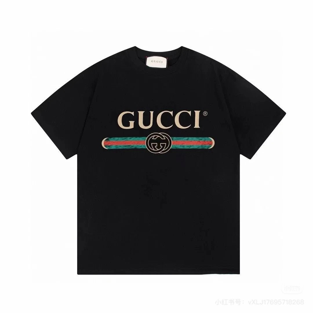 Gucci T-shirt Chest Letter Print logo round Neck Short Sleeve25ss New Pure Cotton Unisex Style T T-shirt OS Loose Fit Base Shirt Half Sleeve T-Shirt Top Half Sleeve