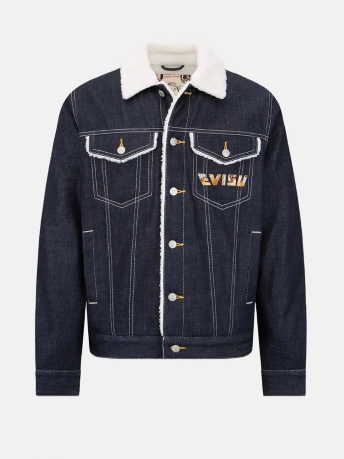 Evisu Jackets Top Version Embroidered Sports Lapel Cool Handsome American Style Denim Jacket Thickened Coat