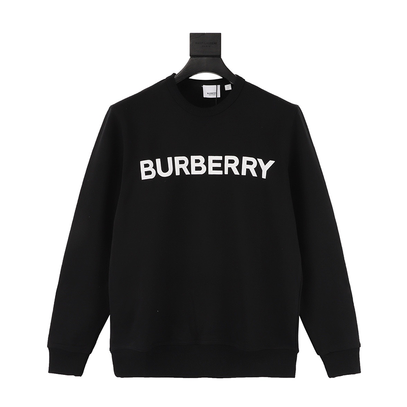 Burberry Hoodie Chest Foam Letter Crew Neck Sweater for Men and Women