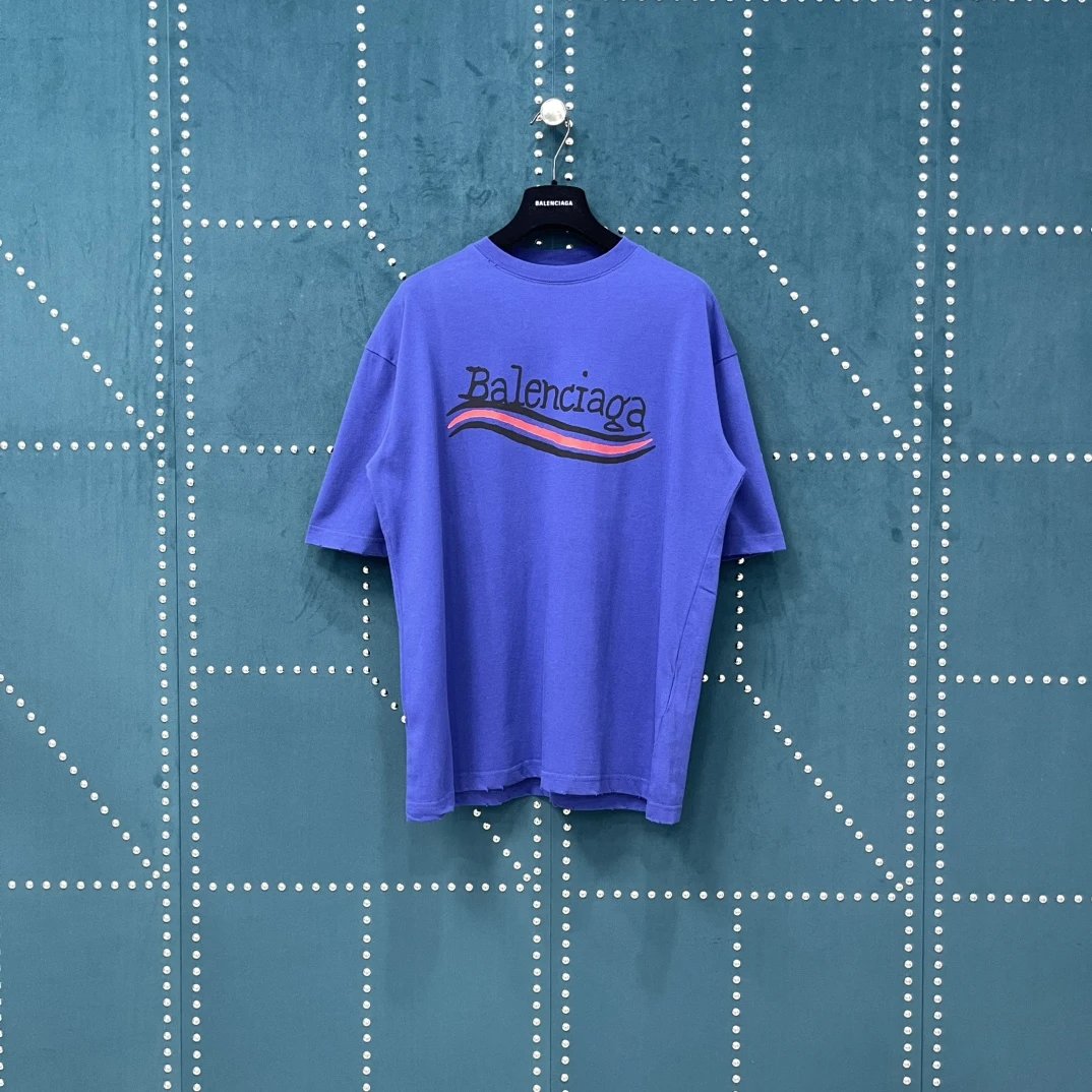 Balenciaga T-shirt Chest Graffiti Cola Print logo round Neck Short Sleeve25ss New Pure Cotton Unisex Style T T-shirt OS Loose Fit Base Shirt Top Half Sleeve T-Shirt