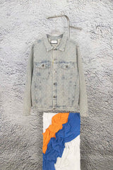 Gucci Jackets Denim Ivory White GG Jacquard Denim Jacket Coat Unisex Autumn Winter New Sports Casual Loose Versatile