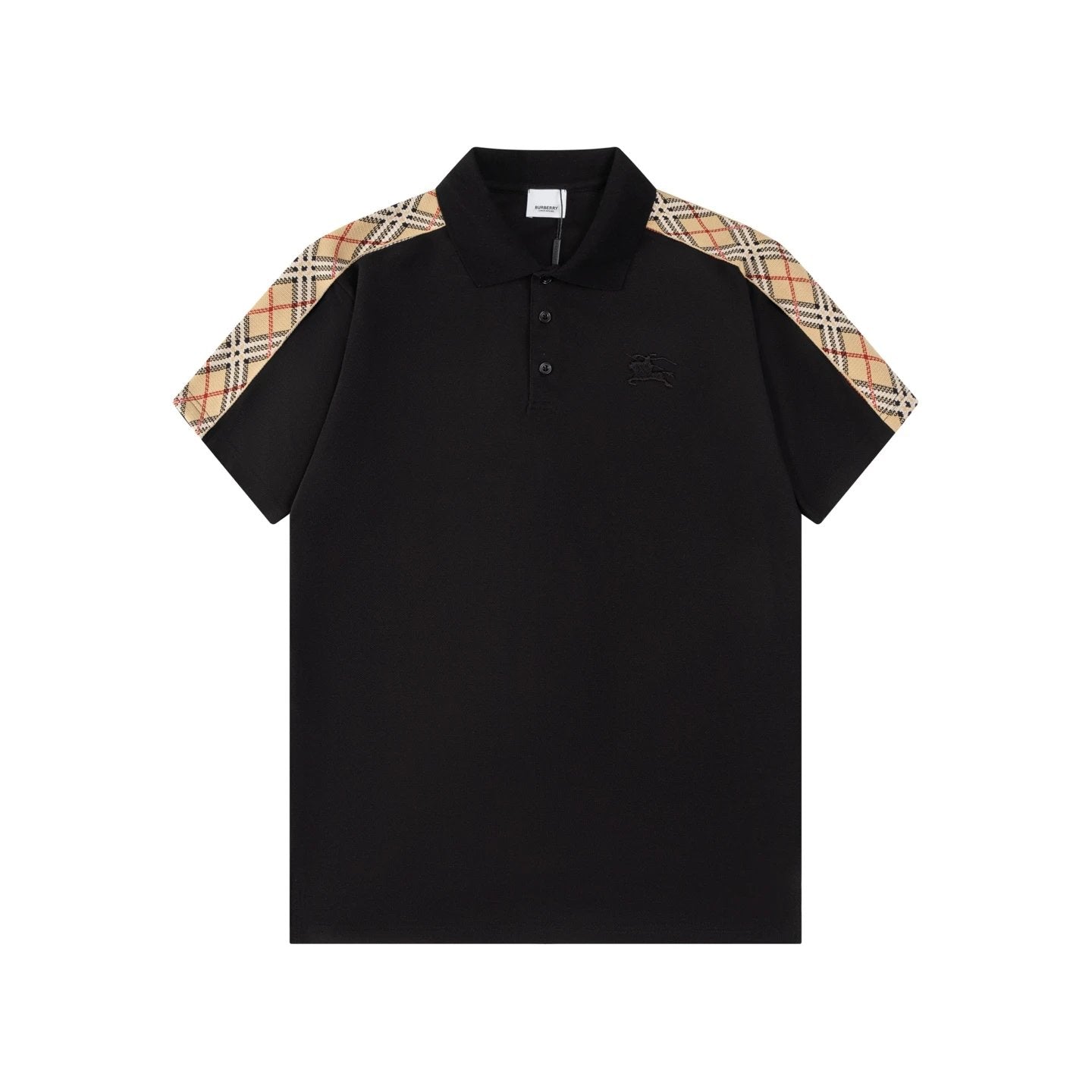 Burberry T-shirt Double Shoulder Plaid Pattern logo Ribbon POLO Shirt Lapel Short Sleeve25ss New Unisex Commuter Short Sleeve Summer Loose Fit T Business Shirt Plus Size T-Shirt