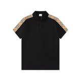 Burberry T-shirt Double Shoulder Plaid Pattern logo Ribbon POLO Shirt Lapel Short Sleeve25ss New Unisex Commuter Short Sleeve Summer Loose Fit T Business Shirt Plus Size T-Shirt