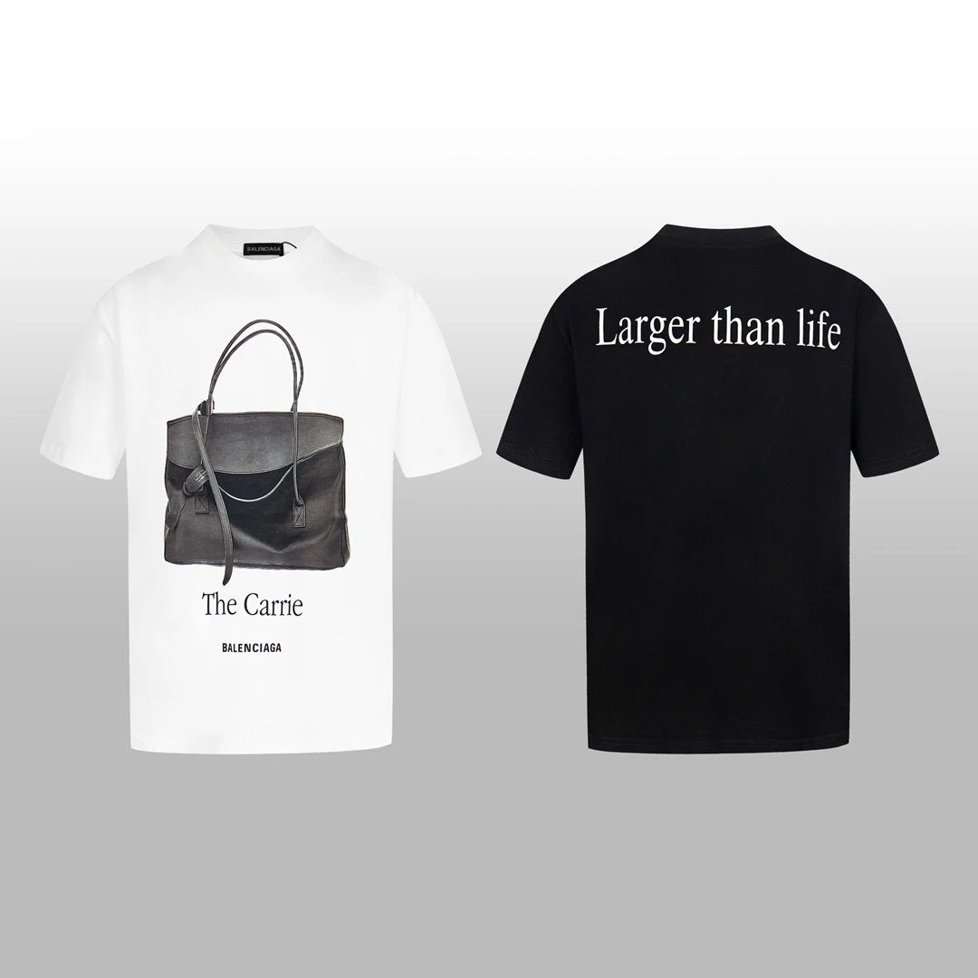 Balenciaga T-shirt Chest Handbag with Illustration Print logo round Neck Short Sleeve25ss New pure cotton T Unisex T-Shirt OS Loose Fit Base Shirt Top Half Sleeve T-Shirt