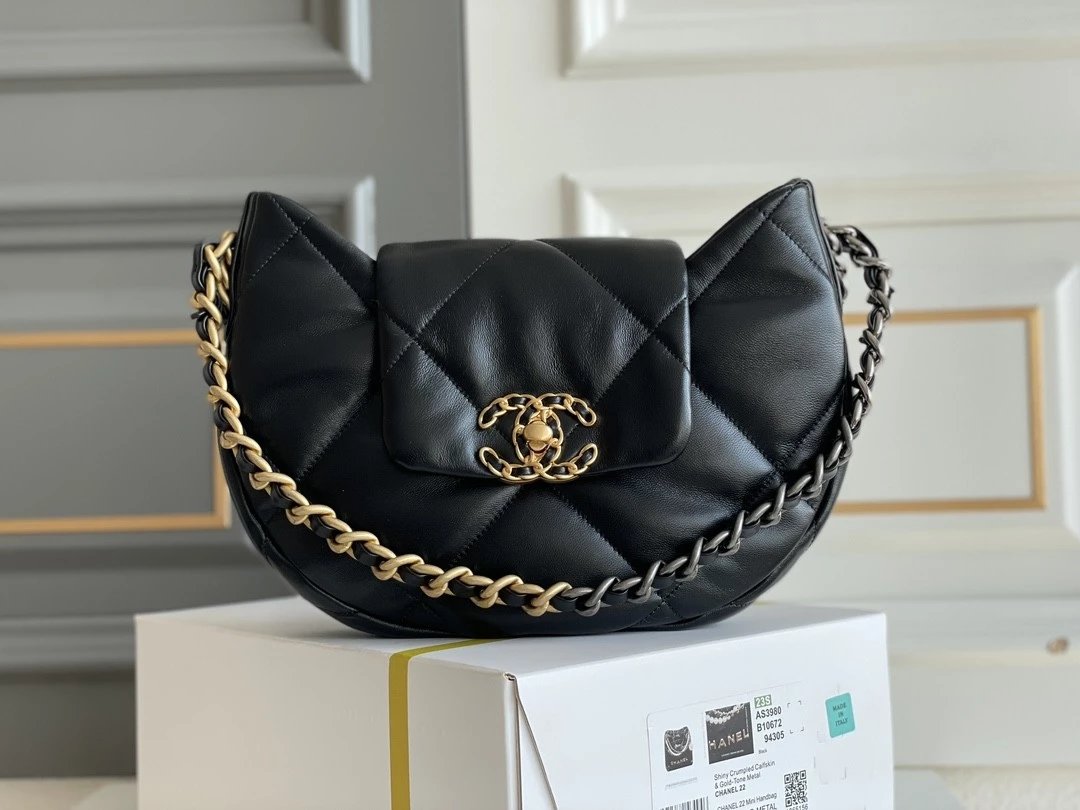 Chanel Women's Bag Top version 【Surrogate Shopping Version Genuine Goods Leather】Small24c New19bag Handbag Underarm Dumpling Bag24C19Handbag Underarm Bag Shoulder Bag Ingot Bag