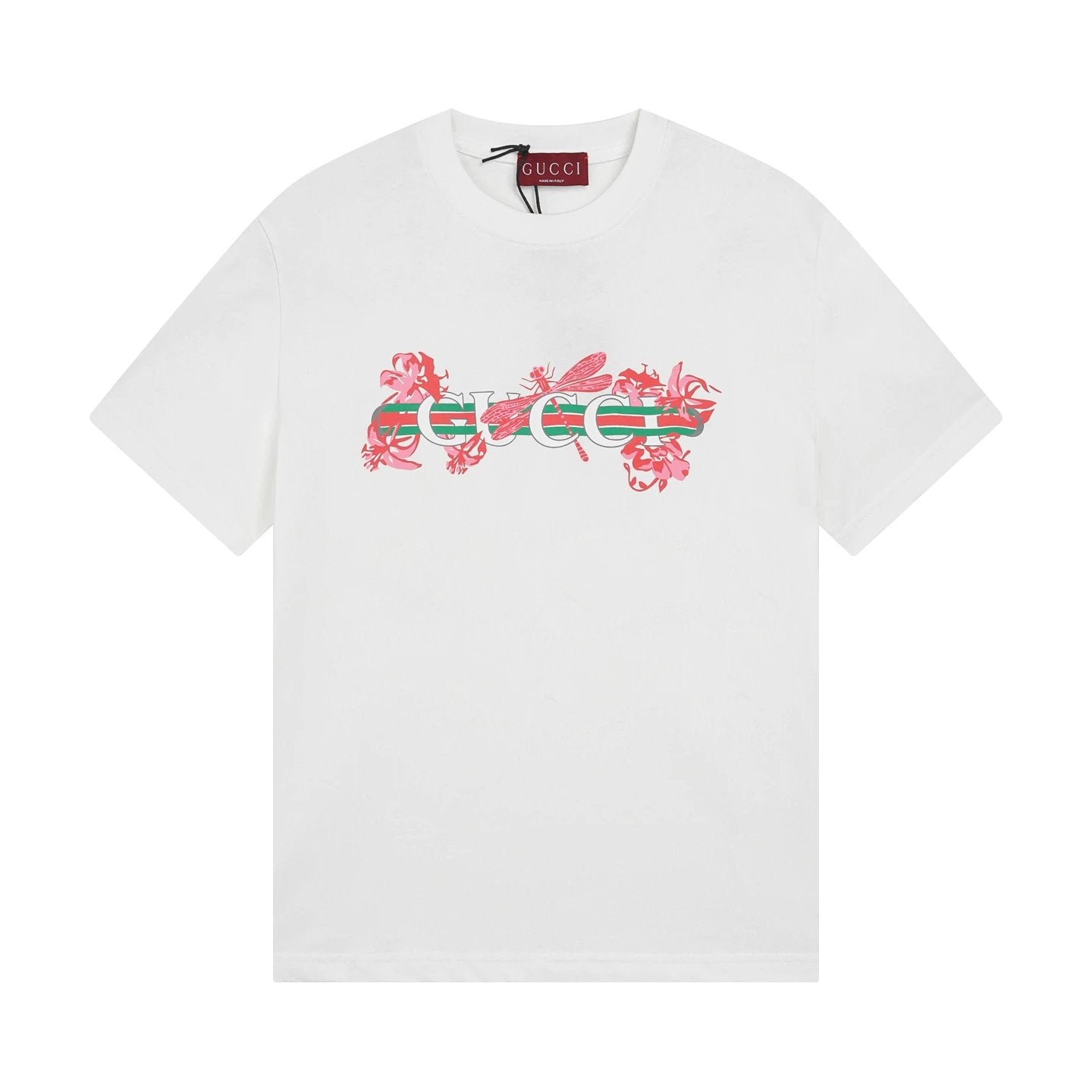Gucci T-shirt Dragonfly Floral Letter Print on Chest logo round Neck Short Sleeve25ss New pure cotton T Unisex T-Shirt OS Loose Fit Base Shirt Top Half Sleeve T-Shirt