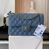 Chanel Women's Bag Top version 【Genuine Goods Leather】CF Original Caviar Ball Grain Cowhide Particles Full Classic CF Small Size23cm Black Gold Black Silver CF Flap Bag Pairs Clog Original Sheepskin Mouth Cover Chain Bag1117CF23cm