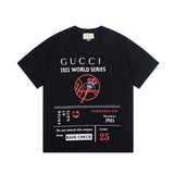 Gucci T-shirt Classic Chest Lettering1921Tennis Pattern Print logo round Neck Short Sleeve25ss New Pure Cotton Unisex Style T T-shirt OS Loose Fit Base Shirt Half Sleeve T-Shirt Top Half Sleeve