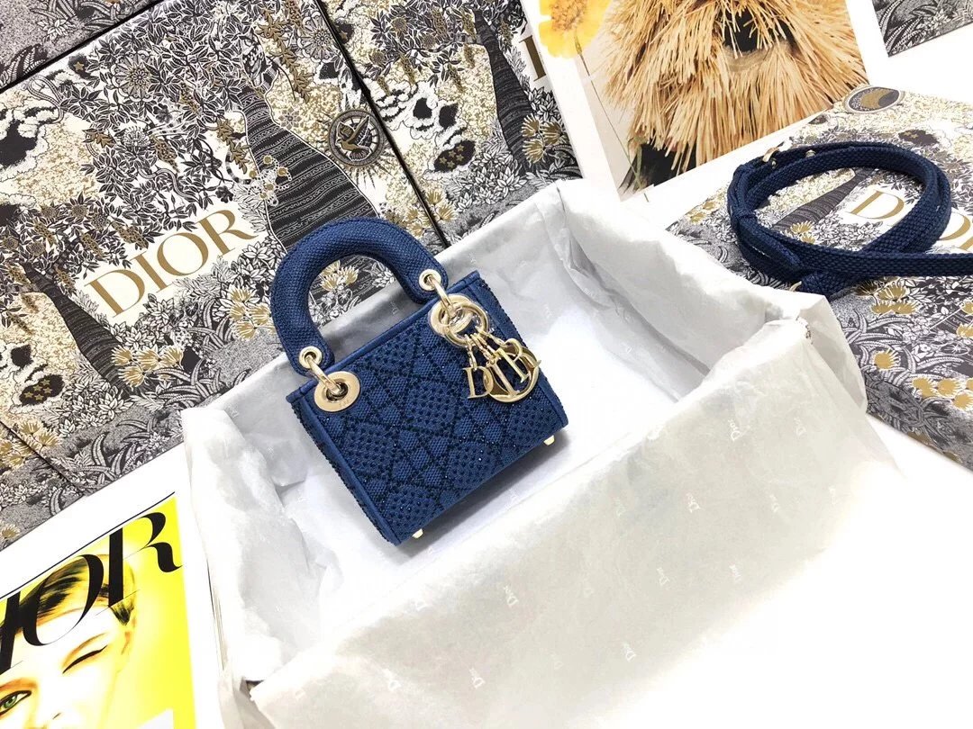 Dior Women's Bag Top version 2022New Colorful Crystals Embroidery Lady Diana bag mini Diana Three-Grid Chain Bag Portable Shoulder Bag Messenger Bag