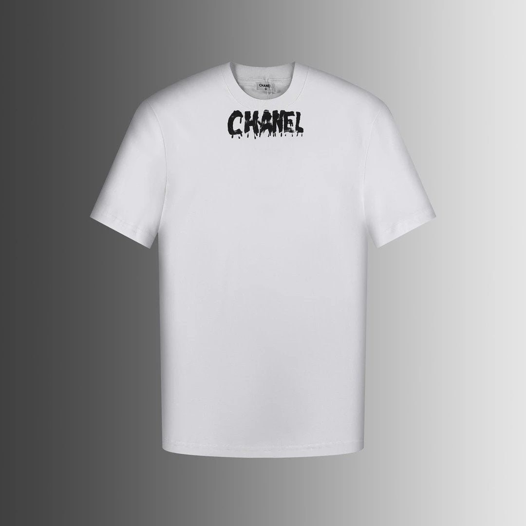 Chanel T-shirt Short Sleeve High-End Quality Spring and Summer Series
Neckline Hand Painted LOGOT T-shirt Difference Ordinary Printing Customized240G Double Yarn Pure Cotton Fabric OS Full Set of Accessories for Men and Women
size：XSSML