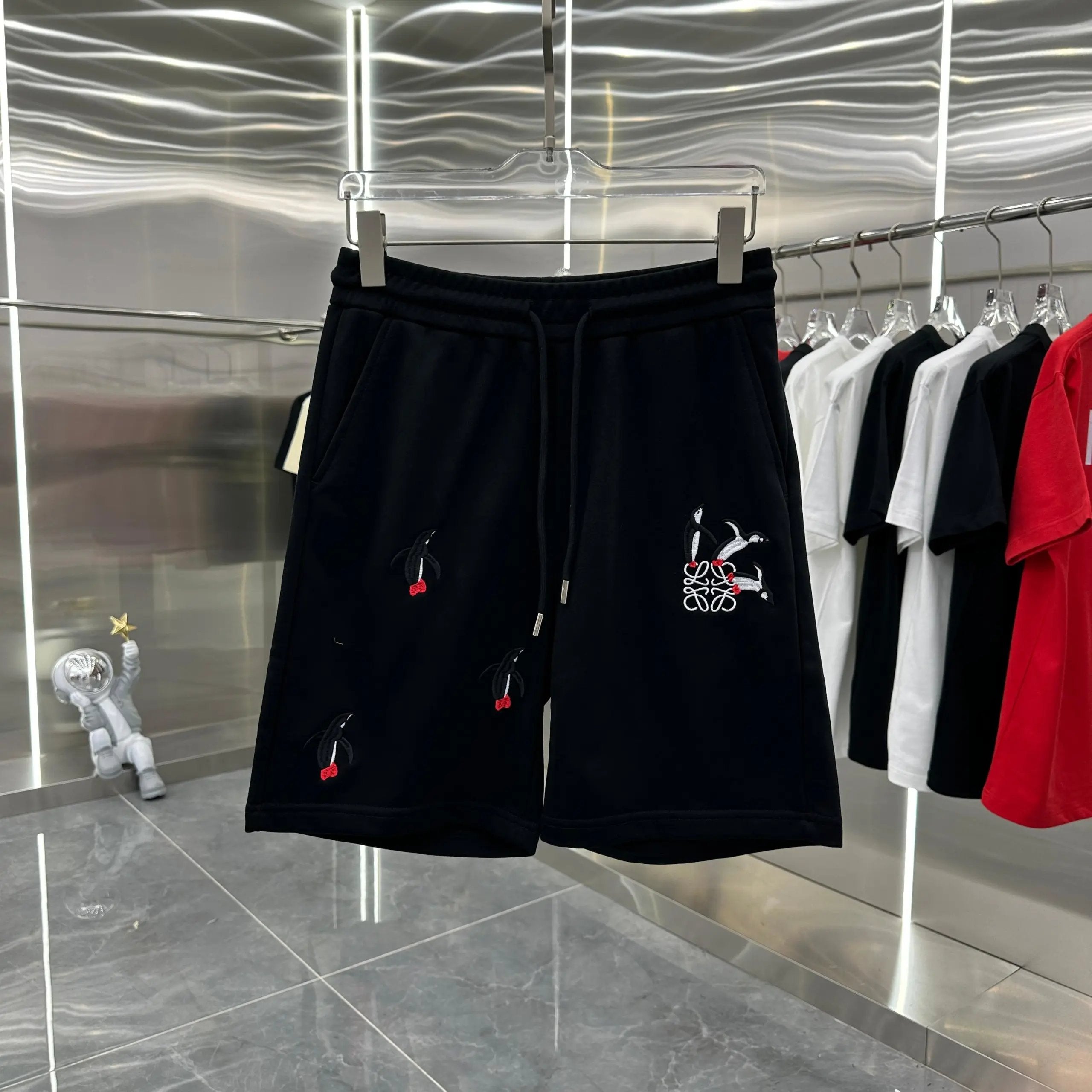 LOEWE Shorts Classic Graffiti logo Embroidered Shorts Knee-Length Shorts25ss New Drawstring Casual Summer Pants American Style5Two-in-One Casual Sweatpants for Men and Women, Pure Cotton Joggers
