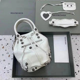 Balenciaga Bag Top version 【Counter Version Original Leather】Send a Full Set of Packaging New LeCagole Bucket Bag city Bucket Motorcycle Bag Hourglass Bag Bucket Bag Egg Bag Vegetable Basket Bag Motorcycle Rivet Bag Handbag Messenger Bag with Mirror