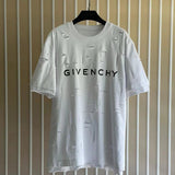 Givenchy T-shirt Top Version Counter Same Collection1Cotton Short Sleeve T T-shirt Men's and Women's Loose Bottoming Shirt2024New Summer