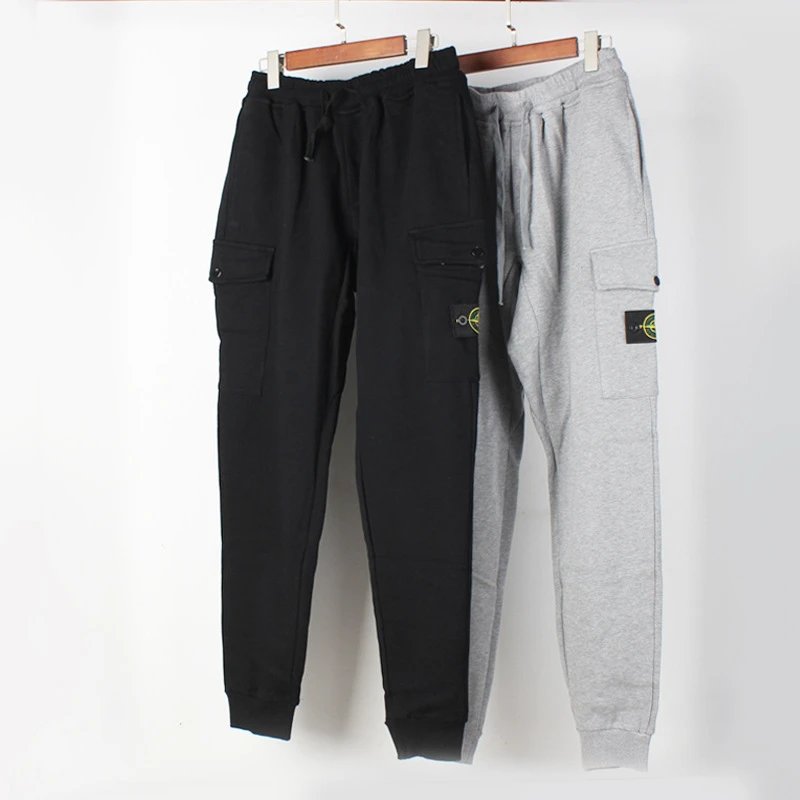 Stone Island Sweatpants Europe and America STONE Stone Compass Badge Zipper Pocket Sweatpants Functional Casual Sports Pants Knitted Trousers