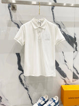 Burberry T-shirt Minimalist Small Lettering LOGO Embroidered Logo POLO Short Sleeve Shirt with Turn-down Collar for Men and Women, Summer Half Sleeve OS Loose T Business Casual Half Sleeve Shirt Plus Size T-Shirt