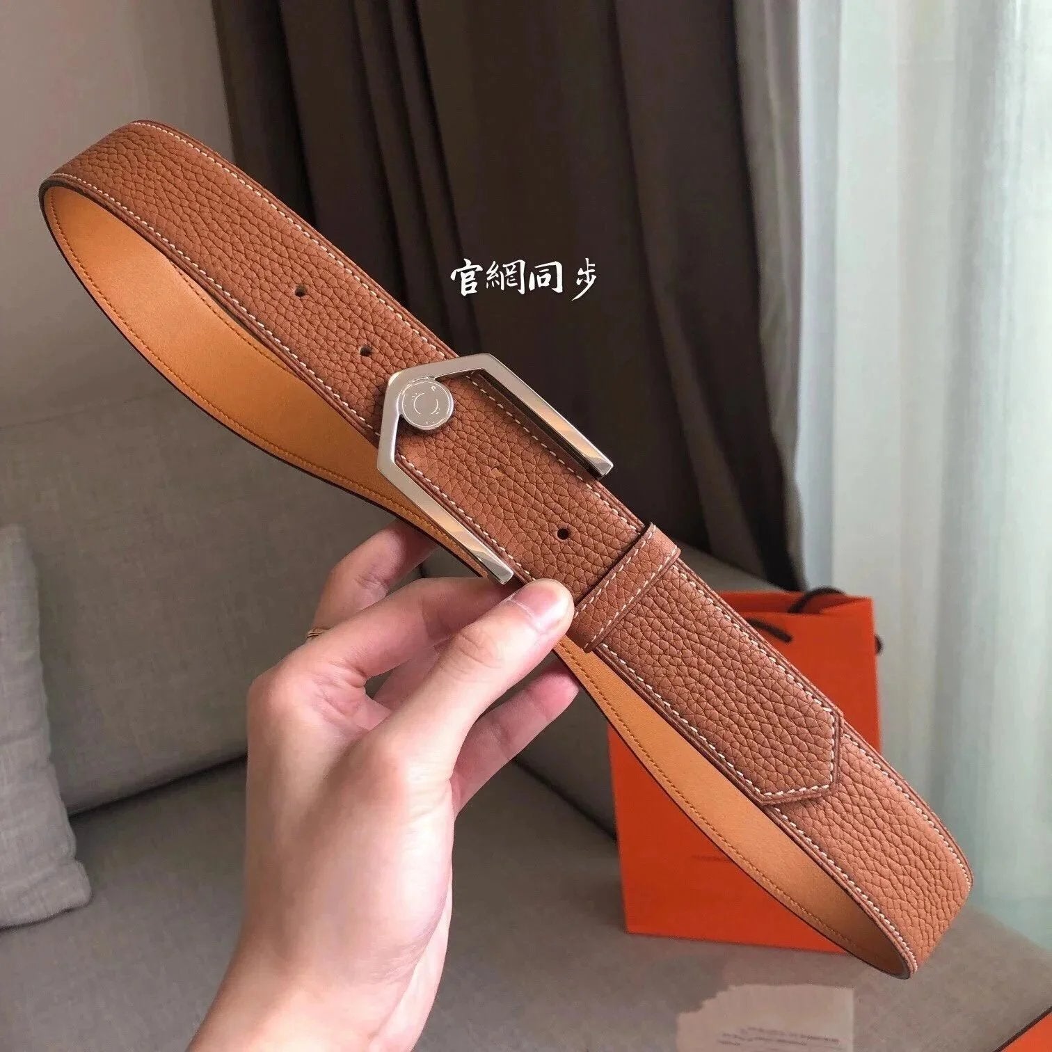 Hermes Belt Top version Men and Women Imported Belt togo Leather Two-Sided Belt Stainless Steel Hardware Belt H Belt Loop Smooth Belt Loop Business Casual All-Match H Buckle Belt