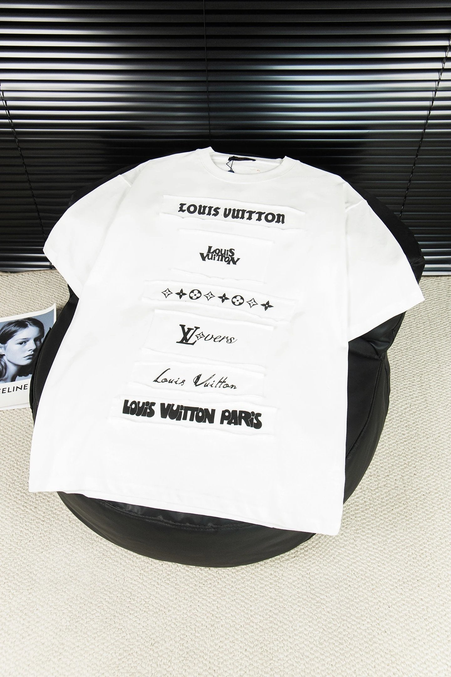Louis Vuitton LV T-shirt Vintage Patch Letters logo round Neck Short Sleeve25ss New Pure Cotton Unisex Style T Casual T-Shirt Base Layer Shirt OS Loose Fit Half Sleeve Top Plus Size