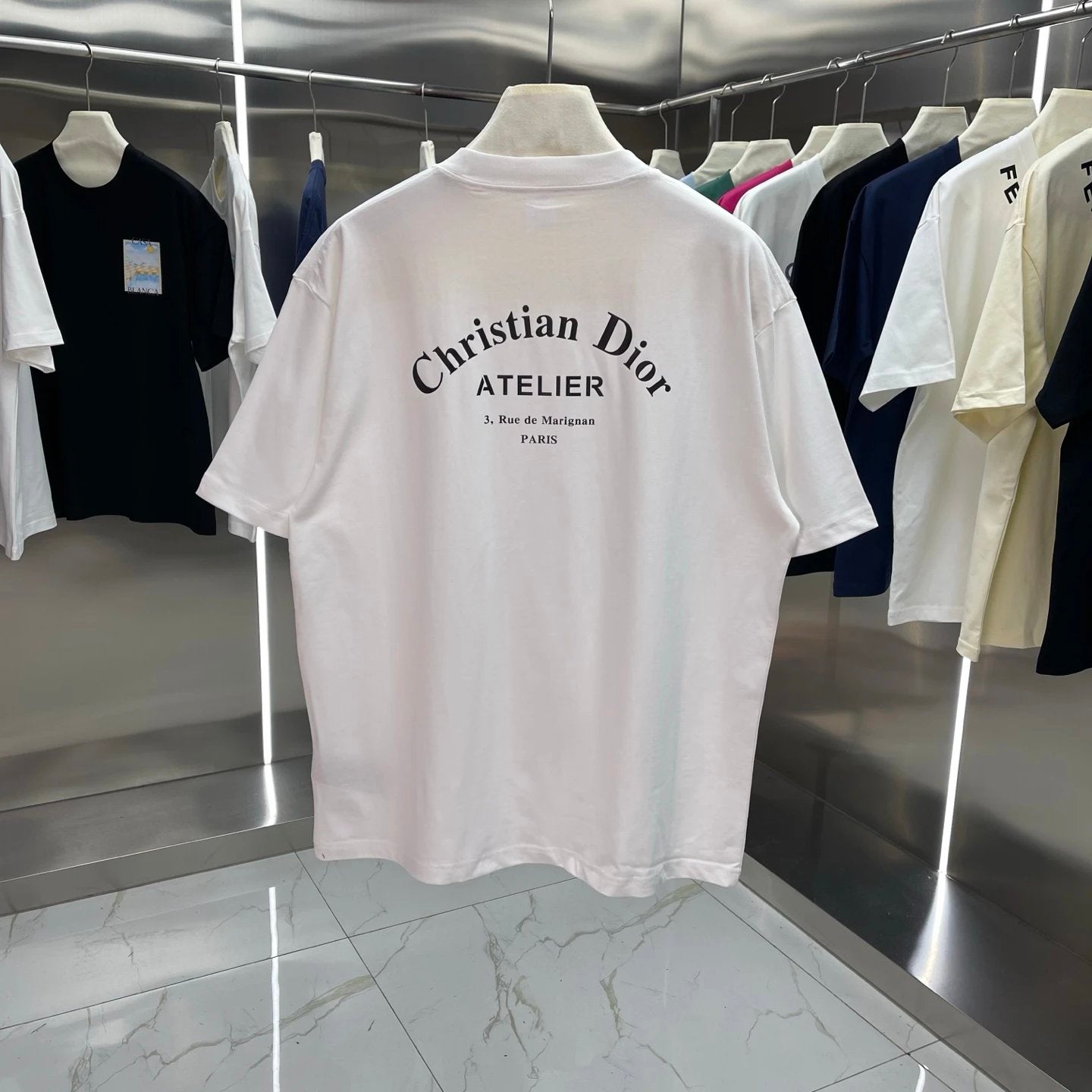 Dior T-shirt Backside Letter Print logo round Neck Short Sleeve25ss New pure cotton T Unisex T-Shirt OS Drop Shoulder Loose Fit Base Shirt Top T-Shirt Short Sleeve