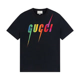 Gucci T-shirt Colorful Letter Print on the Chest logo round Neck Short Sleeve25ss New Pure Cotton Unisex Style T T-shirt OS Loose Fit Base Shirt Top Half Sleeve T-Shirt