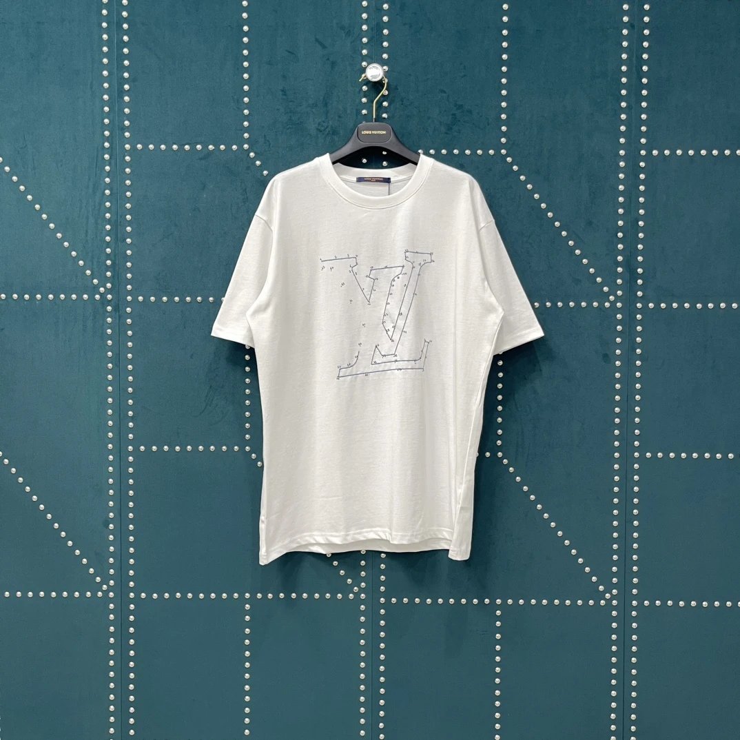 Louis Vuitton LV T-shirt Chest Star Constellation Number Print logo round Neck Short Sleeve25ss New Pure Cotton Unisex Style T Casual T-Shirt Base Layer Shirt OS Loose Fit Half Sleeve Top Plus Size