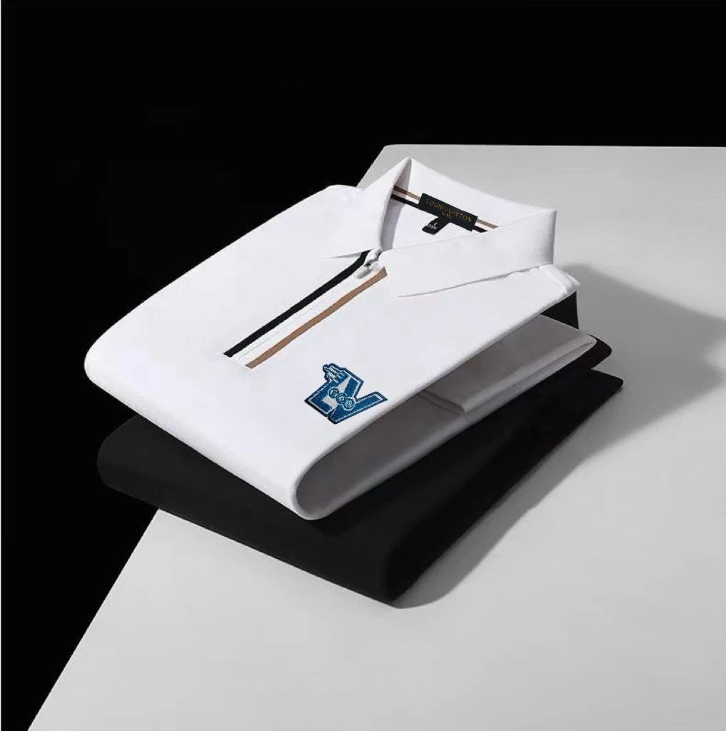 Louis Vuitton LV T-shirt Blue letters on the chest logoPOLO Short Sleeve Turn-down Collar Shirt Unisex Summer Loose Fit T Business Commuter Short Sleeve Shirt Plus Size