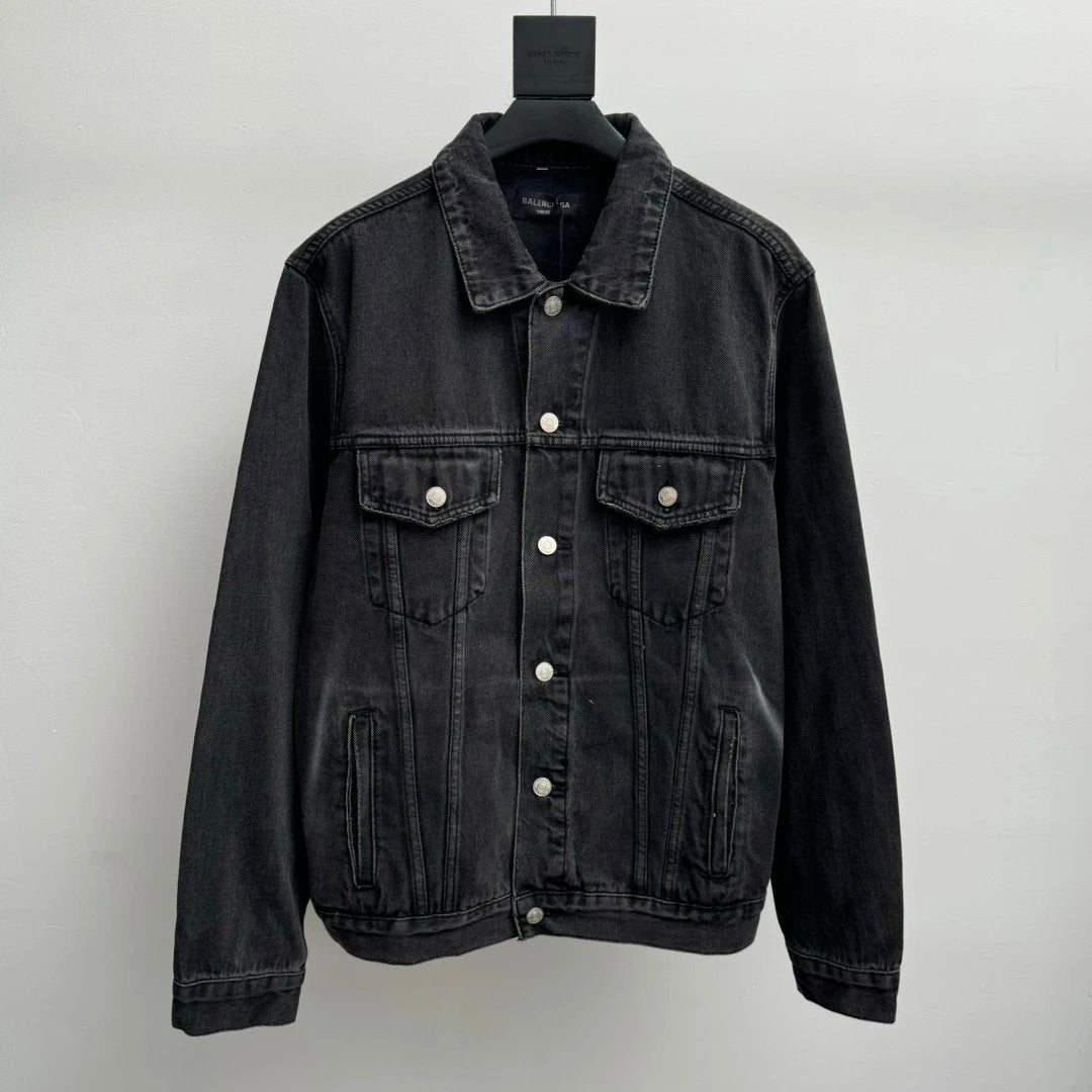 Balenciaga Jackets Double B Graffiti Vintage Washed Denim Jacket Casual Loose Cardigan Unisex24ss Autumn and Winter New Products