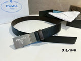 PRADA Belt Top version 【First Layer Cowhide】Men's Belt P Home Classic Business Belt Fashion Casual Width:3.5cm Boutique Pattern Automatic Buckle316Fine Steel Made Selected First Layer Cowhide Italian Leather Embryo PA Sliding Teeth Are Strong and Durable