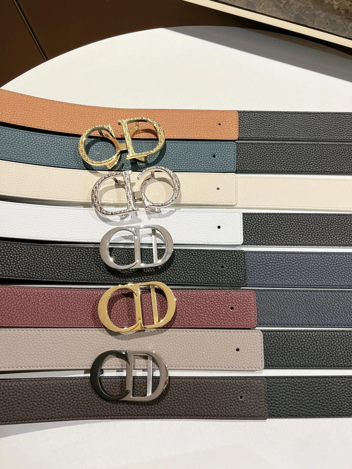 Dior Belt Top version Universal Belt Width for Men and Women3.5cm Genuine Goods Quality Counter Full Set of Packaging Original Leather Material Classic Presbyopic Full Printed Canvas Full Vertical Surface Calfskin Lychee Pattern Bottom Letter Buckle