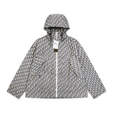 Dior Jackets Presbyopic Printed Canvas Denim Jacquard Hooded Jacket Casual Loose Hoodie Zipper Cardigan Os Unisex Style24ss Autumn and Winter New Products