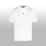 PRADA T-shirt Chest Triangle Mark logo round Neck Short Sleeve25ss New Pure Cotton Unisex Style T Casual T-Shirt Base Layer Shirt OS Loose Fit Half Sleeve Top Plus Size