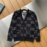 Gucci Sweater New Decoration GG Mosaic Wool Cardigan for Men and Women Same Style Outerwear Top Long Sleeve Soft Glutinous Idle Style OS Loose Fit Thickened Jacket for Versatile Casual Wear