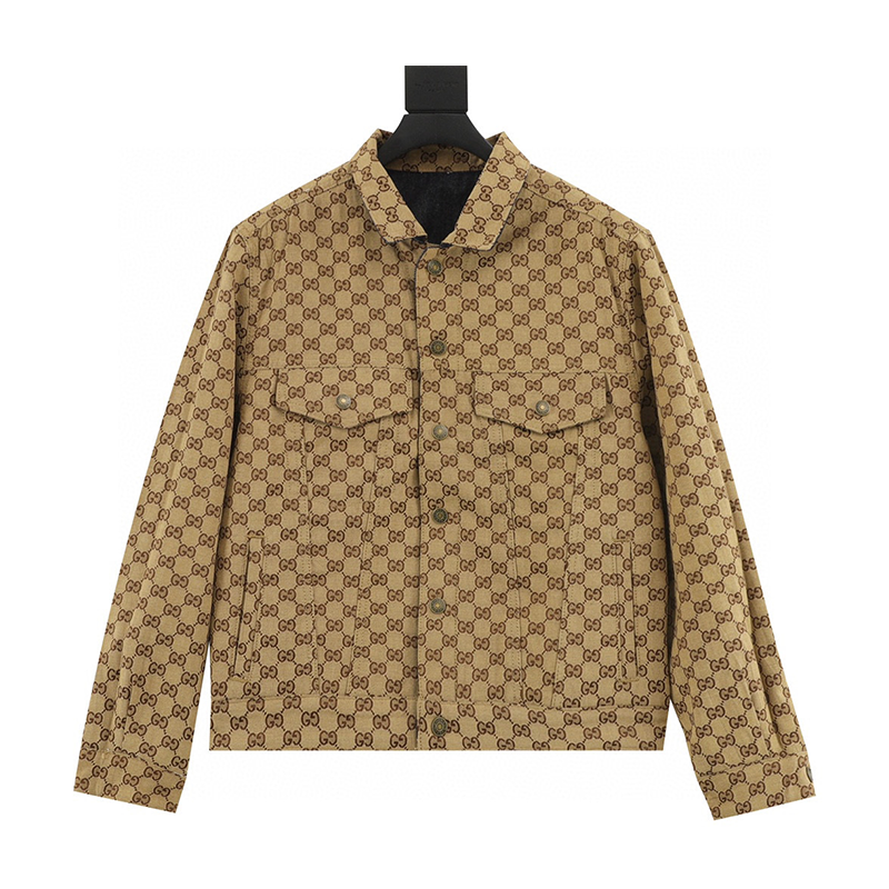 Gucci Jackets Full Printed Presbyopic Jacquard Double-Sided Denim Coat for Men and Women