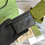 Gucci Wallet Top version 【Original Order】Tiger Head marmont Bee Print Small Card Holder Lightweight and Convenient Pair G Letters logo Genuine Leather Card Holder Card Holder Unisex