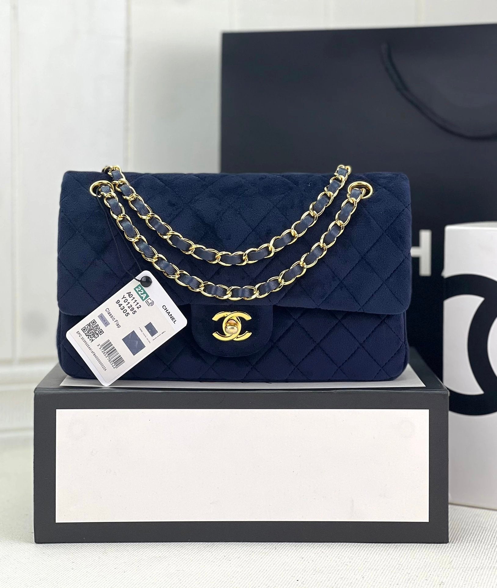 Chanel Women's Bag Top version 【Original Factory】New autumn/winter23B Coarse woolen CF Large Woolen Mouth Cover mini Houndstooth CoCo Bag Soft Woolen New Woolen Women's Bag111220cm