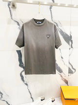 PRADA T-shirt Chest Triangular Plate Paste Cloth Embroidery logo round Neck Short Sleeve25ss New Pure Cotton Unisex Style T T-shirt OS Loose Fit Base Shirt Top Half Sleeve T-Shirt