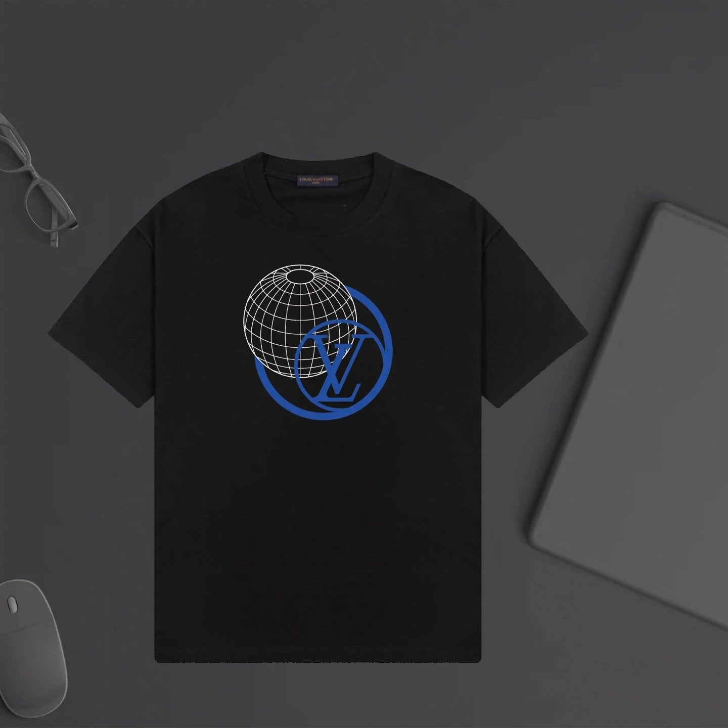 Louis Vuitton LV T-shirt Chest Sphere Print logo round Neck Short Sleeve25ss New Pure Cotton Unisex Style T T-shirt OS Loose Fit Base Shirt Top Half Sleeve T-Shirt