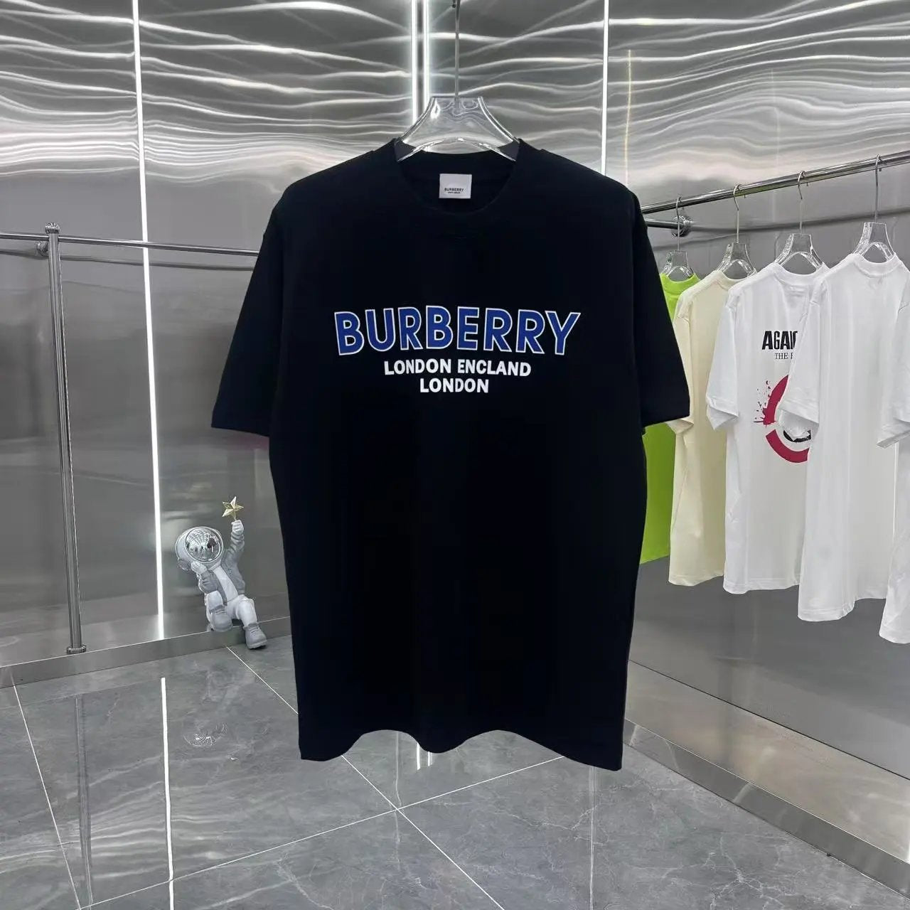Burberry T-shirt Unique Letter Print on Chest logo round Neck Short Sleeve25ss New Pure Cotton Unisex Style T Casual T-Shirt Base Layer Shirt OS Loose Fit Half Sleeve Top Plus Size