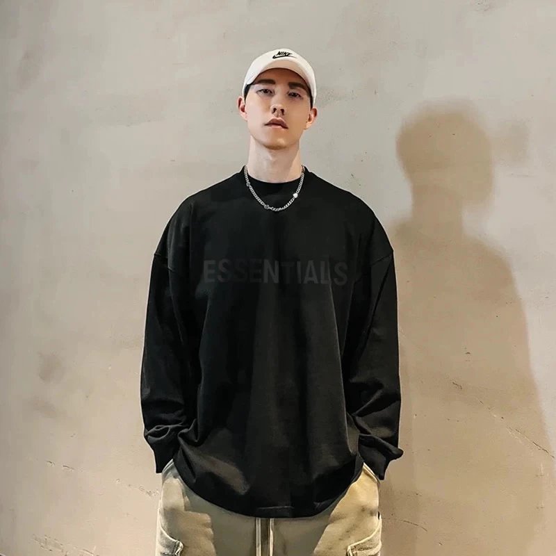 ESSENTIALS Hoodie Double Line Chest Letter Long Sleeve T T-shirt Boy's Undershirt High Street Tide