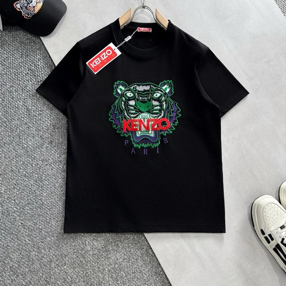 Kenzo T-shirt Top Version Tiger Head Embroidery Counter Same Style Pure Cotton Summer Men and Women Same Style Fashion Loose All-Matching2024New Short Sleeve T T-shirt