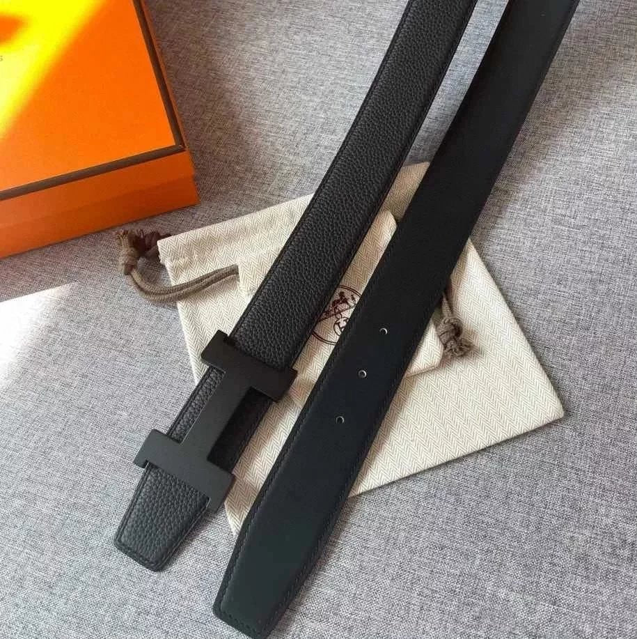 Hermes Belt Top version Men's Belt3.8CM Import togo Leather Double-Sided Lychee Pattern Can Be Used on Both Sides Belt Stainless Steel Hardware H Home Belt togo Leather belt H Belt Loop Business Casual All-Match H Buckle Belt