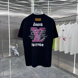 Louis Vuitton LV T-shirt Back with Unique Letter Print logo round Neck Short Sleeve25ss New pure cotton T Unisex T-Shirt OS Loose Fit Base Shirt Top Half Sleeve T-Shirt