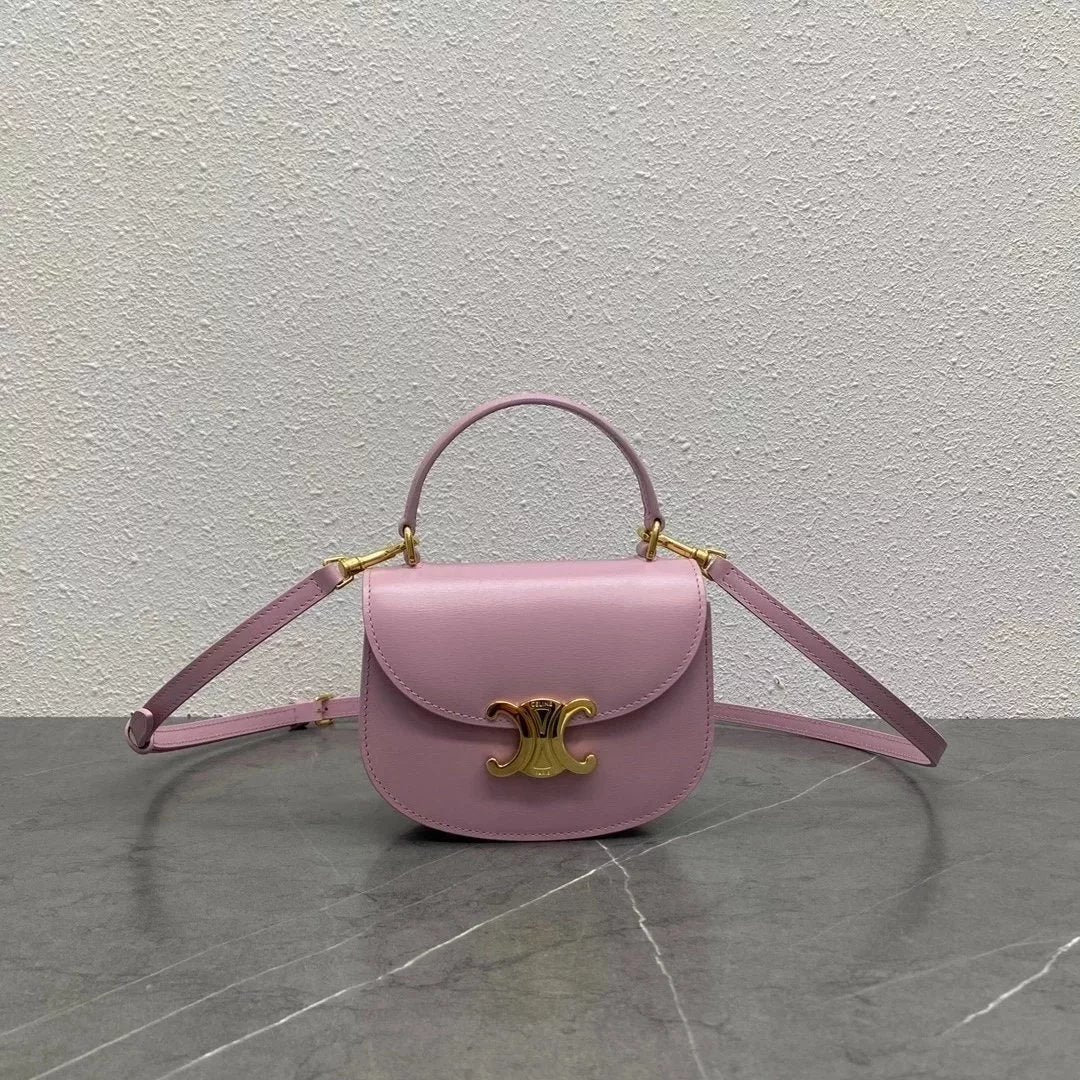 Celine women's bag Top version 【Original Leather High Quality】23Early Spring LISA Same Style mini Saddle bag besace Triomphe Mini Hand Holding Saddle Bag Crossbody Handbag Shoulder Bag2023New mini Saddle Bag Women's Bag101063