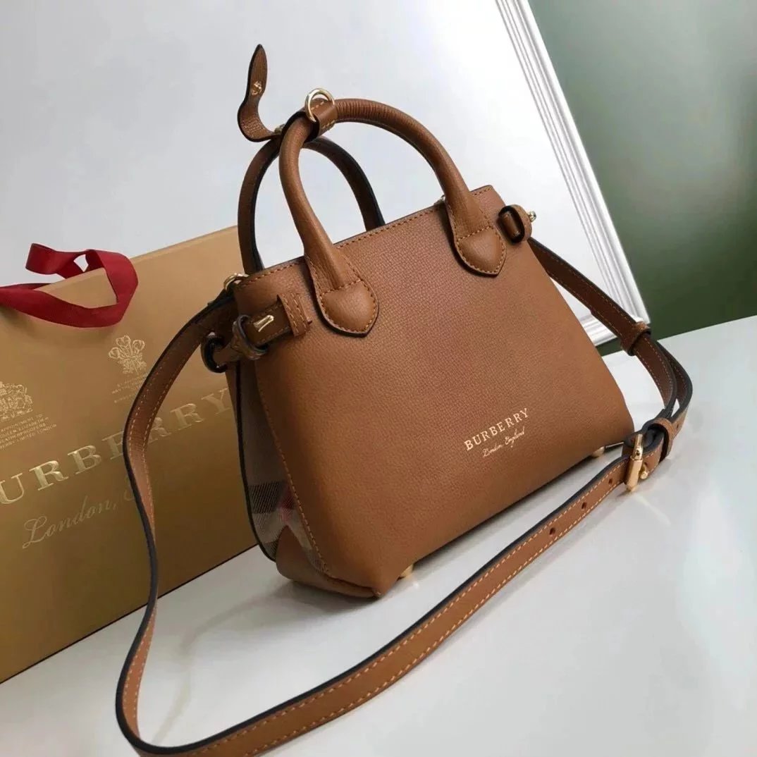 Burberry Women's Bag Top version TheBanner Small Size House Plaid Leather Banner Handbag Banner Women's Bag Cowhide Leather Single-Shoulder Bag Handbag Star Style