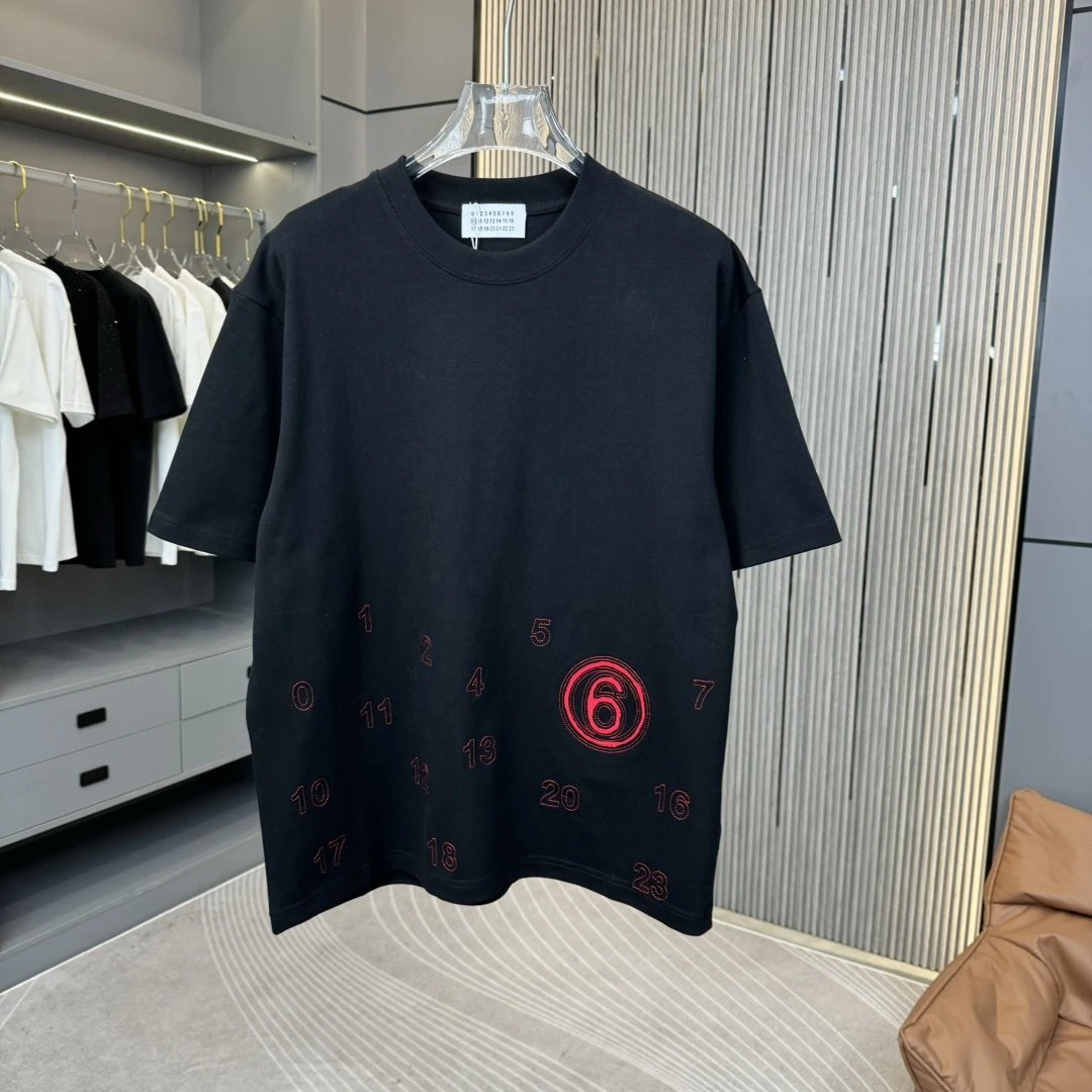 Maison Margiela T-shirt Half-body Number Embroidery logo round Neck Short Sleeve25ss New pure cotton T Unisex T-Shirt OS Loose Fit Base Shirt Top Half Sleeve T-Shirt