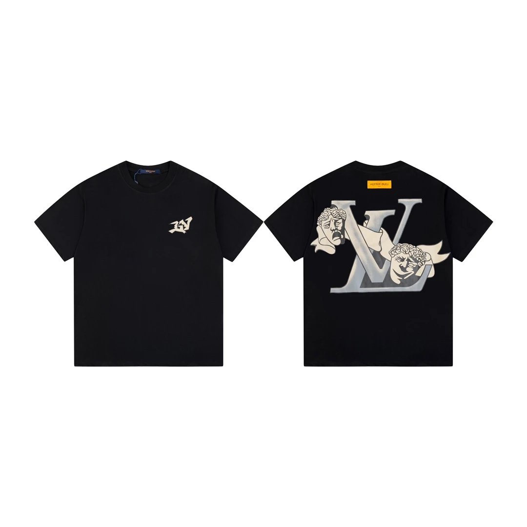 Louis Vuitton LV T-shirt Back Clown Double-Sided Print logo round Neck Short Sleeve25ss New Pure Cotton Unisex Style T Casual T-Shirt Base Layer Shirt OS Loose Fit Half Sleeve Top Plus Size