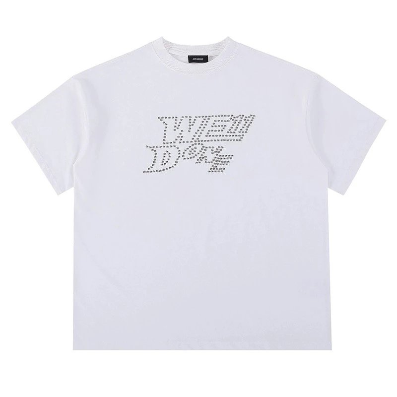 We11done T-shirt Top Version20New Rivet Letter Men's and Women's Same Style Short Sleeve T T-shirt