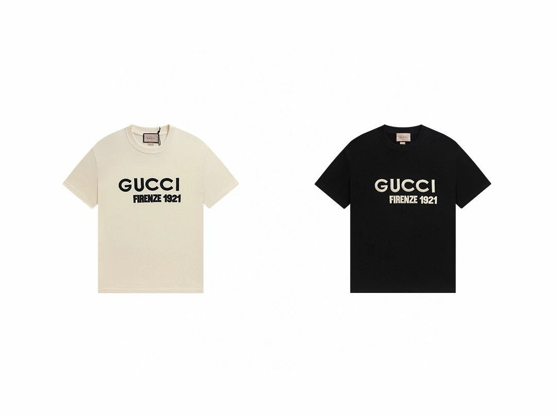 Gucci T-shirt Chest Letter Print logo round Neck Short Sleeve25ss New pure cotton T Unisex T-Shirt OS Drop Shoulder Loose Fit Base Shirt Top T-Shirt Short Sleeve