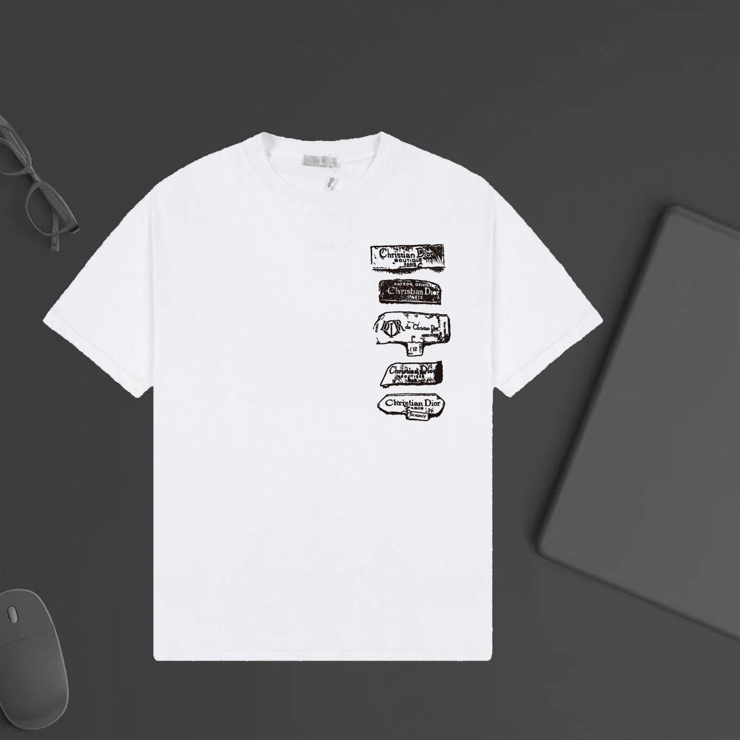 Dior T-shirt Chest Letter Print logo round Neck Short Sleeve25ss New pure cotton T Unisex T-Shirt OS Loose Fit Base Shirt Top Half Sleeve T-Shirt