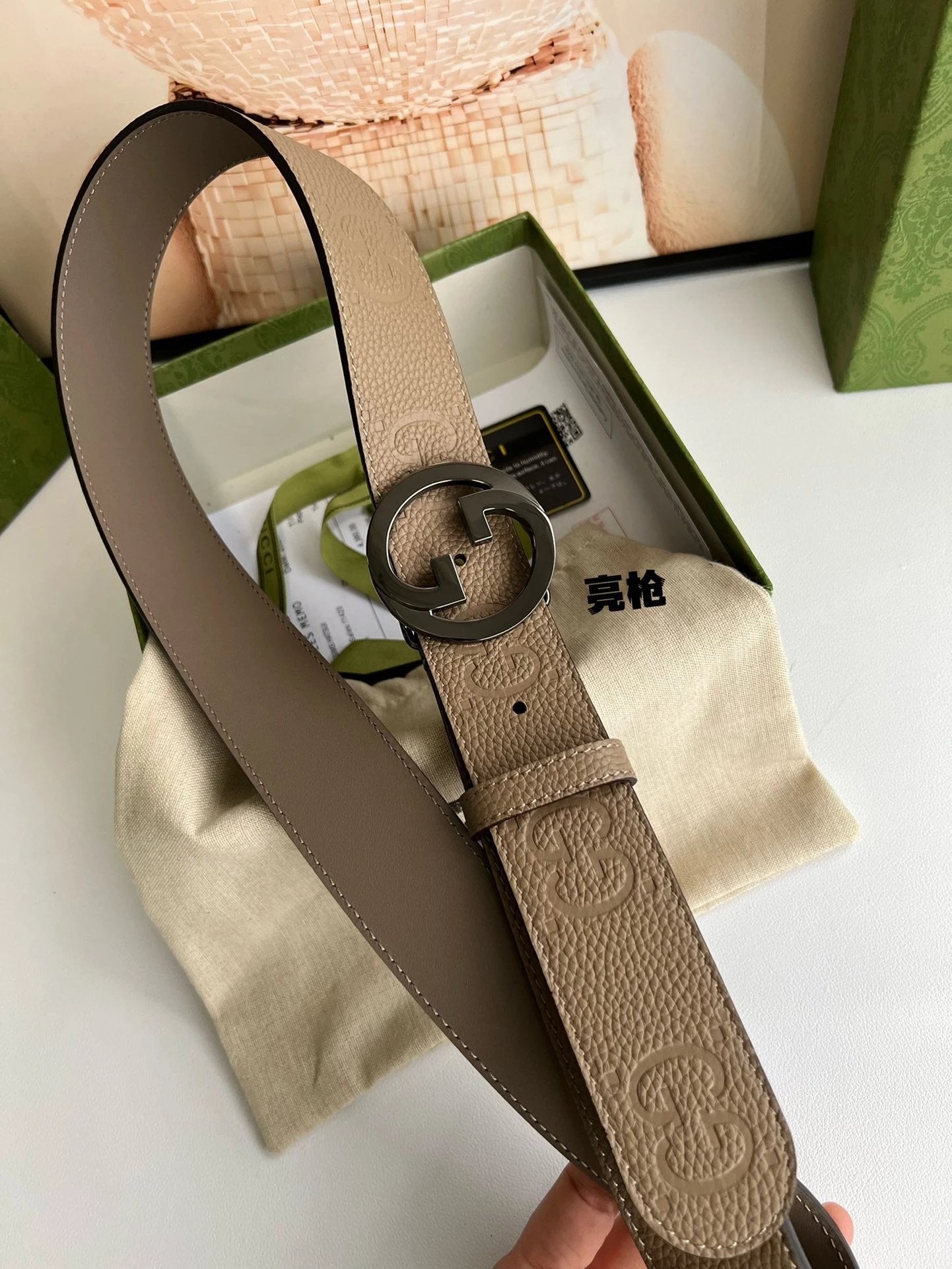 Gucci Belt Top version 【Full Package】Men's Leather Belt Gucci Width for Personal Use4.0cm Italian Double-Sided Imported First-Layer Cowhide Double G Embossed Boutique Double G Steel Buckle Low-Key Luxury Fashion All-Matching G Men's Belt